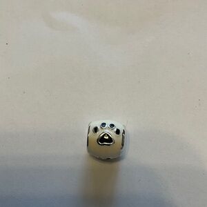 Brighton White Enamel Paw Print Charm Bead with Silver Accents
